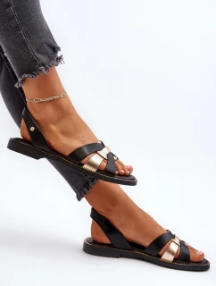 Dámské černé kožené sandály Zazoo 40382