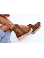 Zazoo 3470 Semišové Dámské Botky na Ploché Podrážce Průsvitné Hnědé