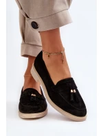 Černé Dámské Semišové Mokasíny Na Ploché Podrážce Zazoo 3420 Černé Dámské Semišové Mokasíny Na Ploché Podrážce Zazoo 3420