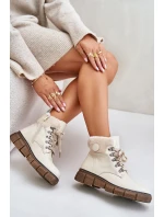 Dámské Zateplené Botky Traperky Na Zip Béžové Mevanisa