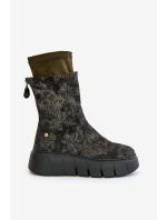 Dámské Kožené Boty Na Masivní Platformě Maciejka 06766-09 Khaki