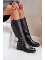 Zazoo 70141 Kožené Dámské Kolenovky Černé