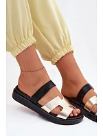 Kožené dámské pantofle s přezkou Zlaté Lemela