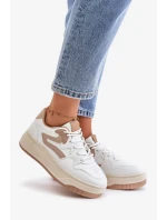 Dámské tenisky z eko kůže na platformě bílo-béžové Henizore Dámské tenisky z eko kůže na platformě bílo-béžové Henizore
