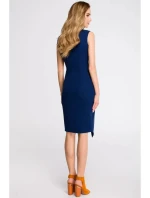 Pouzdrové šaty bez rukávů S105  tmavě modré - Stylove