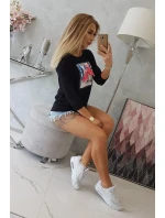 Halenka s 3D grafikou plameňáka černá Halenka s 3D grafikou plameňáka černá