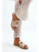 Elegantní Dámské Lesklé Sandály S Ozdobou S.Barski KV27-050 Zlaté