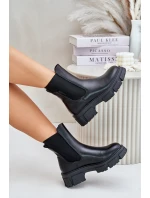 Zateplené nazouvací botky Chelsea z eko kůže Big Star MM274071 Černé