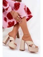 Dámské Klapky Na Platformě A Podpatku Béžové Lenobos