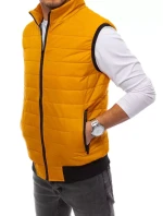 Pánská prošívaná tmavě žlutá vesta FashionStreet TX4018 Pánská prošívaná tmavě žlutá vesta FashionStreet TX4018