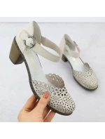 Dámské kožené sandály na jehlovém podpatku béžové Rieker 40902-60