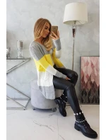 Šedý+žlutý pruhovaný svetr Šedý+žlutý pruhovaný svetr