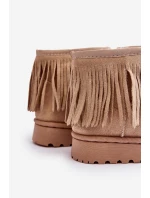 Ocieplené Botky Sněžky Dětské Se Zdobnými Frézami Bežové Nimia