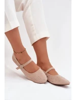 Zdobené dámské baleríny s páskem růžové Olivisse