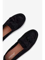 Dámské mokasíny s plochou podrážkou a třásněmi Černé Marilisse