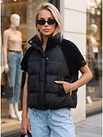 Krátká dámská prošívaná péřová vesta, černá, FashionStreet TY5925 Krátká dámská prošívaná péřová vesta, černá, FashionStreet TY5925