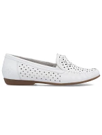 Dámské kožené prolamované mokasíny Rieker L6352-80, lehké pohodlné bílé barvy