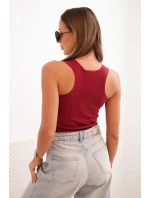 Dámská pruhovaná tílko s ozdobnou nášivkou bordová Dámská pruhovaná tílko s ozdobnou nášivkou bordová