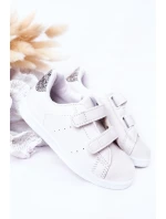 Dětské Tenisky Se Suchým Zipem Bíle-Stříbrné Cute Girl Dětské Tenisky Se Suchým Zipem Bíle-Stříbrné Cute Girl