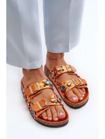 Ozdobené dámské žabky s přezkami S.Barski MY121 oranžové Ozdobené dámské žabky s přezkami S.Barski MY121 oranžové