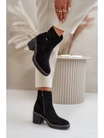 Dámské Botky Na Podpatku Zateplené Eko Semišové Černé Arkesia