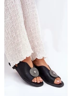 Lesklé Dámské Sandály S Ozdobným Detalem S.Barski KV51-012 Černé