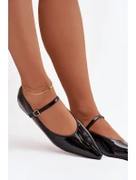 Dámské lakované baleríny s páskem Jarelle – černé