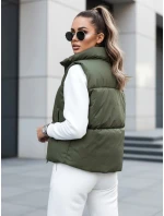 Dámská přechodná krátká prošívaná dvoucestná zelená vesta LEOVELLA FashionStreet TY5496 Dámská přechodná krátká prošívaná dvoucestná zelená vesta LEOVELLA FashionStreet TY5496