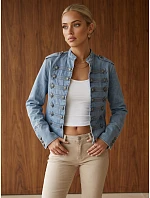 Dámská džínová bunda Napoleonka, modrá, FashionStreet TY6045 Dámská džínová bunda Napoleonka, modrá, FashionStreet TY6045