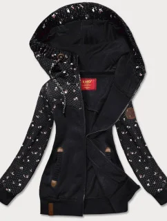 Černá dámská mikina s květinkami (AMG828)