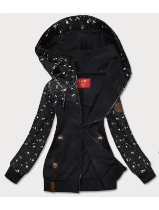 Černá dámská mikina s květinkami (AMG828) Černá dámská mikina s květinkami (AMG828)