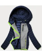 Tmavě modro-šedá dámská sportovní bunda s neonovými vsadkami (8M911-215) Tmavě modro-šedá dámská sportovní bunda s neonovými vsadkami (8M911-215)