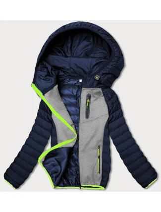 Tmavě modro-šedá dámská sportovní bunda s neonovými vsadkami (8M911-215) Tmavě modro-šedá dámská sportovní bunda s neonovými vsadkami (8M911-215)