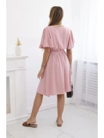 Šaty s vrstveným výstřihem tmavě pudrově růžová