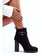 Kožené Boty Na Vysokém Podpatku Černé Liani Kožené Boty Na Vysokém Podpatku Černé Liani