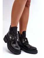 Boty Na Plochém Podpatku A Platformě Sztyblety Černé Linestta Boty Na Plochém Podpatku A Platformě Sztyblety Černé Linestta