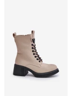 Zateplené dámské botky z přírodní kůže Béžové Vinceza 66671