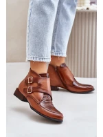 Dámské kožené boty na příčce Maciejka hnědé 04492-98