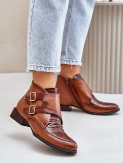 Dámské kožené boty na příčce Maciejka hnědé 04492-98