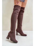 Kozáky Se Záplavou Po Kolena Na Podpatku Tmavě Zelené Esanira