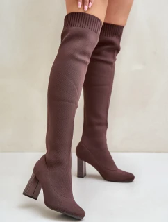 Kozáky Se Záplavou Po Kolena Na Podpatku Tmavě Zelené Esanira