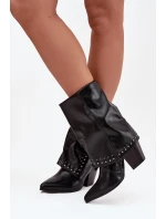 Kovbojky s obráceným kotníkem a zdobením zateplené Černé Inessia