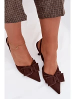 Dámské sandály na podpatku s mašlí Čokoládové Hestia