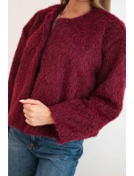 Dámská bunda bez zapínání kožich bordová