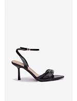 Dámské sandály na podpatku z eko kůže Černé Sedira