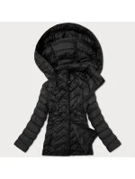 Černá dámská prošívaná plus size bunda s kapucí J Style (16M9267-392) Černá dámská prošívaná plus size bunda s kapucí J Style (16M9267-392)