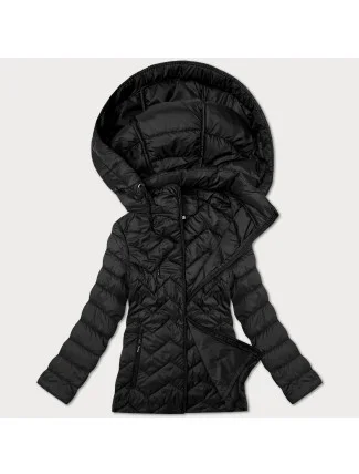 Černá dámská prošívaná plus size bunda s kapucí J Style (16M9267-392) Černá dámská prošívaná plus size bunda s kapucí J Style (16M9267-392)