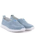 Dámská kožená prolamovaná modrá polobotka Vinceza 93220