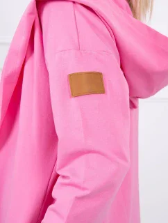 Dlouhý kabát s kapucí světle růžový