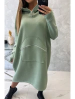 Zateplené šaty s kapucí tmavě mátové Zateplené šaty s kapucí tmavě mátové